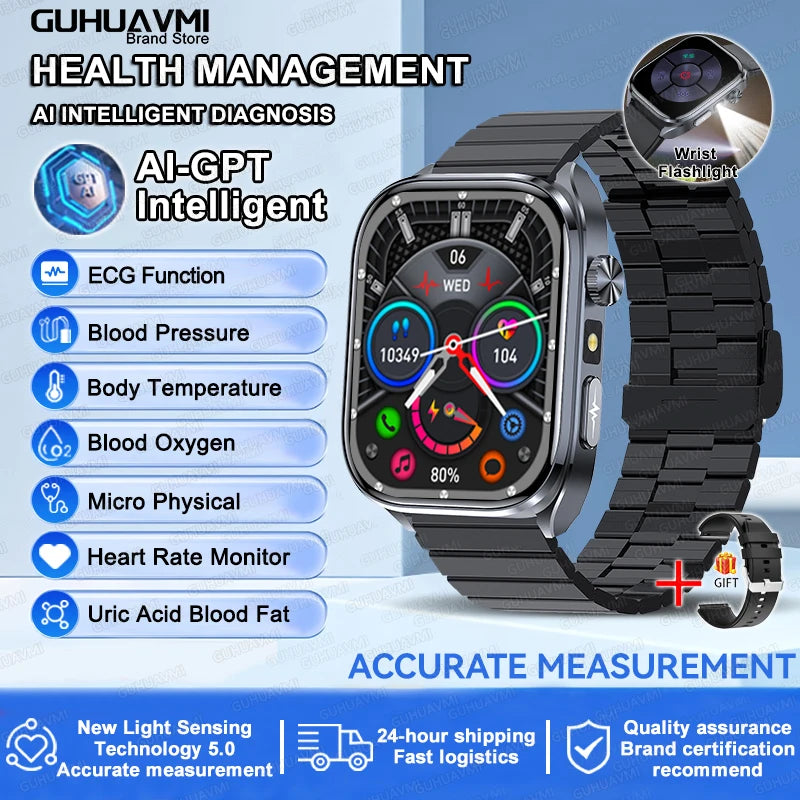 Reloj Inteligente con IA, ECG Preciso, Análisis de Lípidos y Ácido Úrico