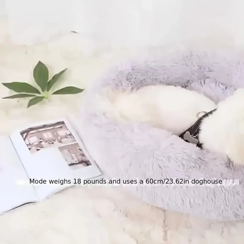 Cama Nido Redonda de Felpa para Mascotas — Suave y Cálida