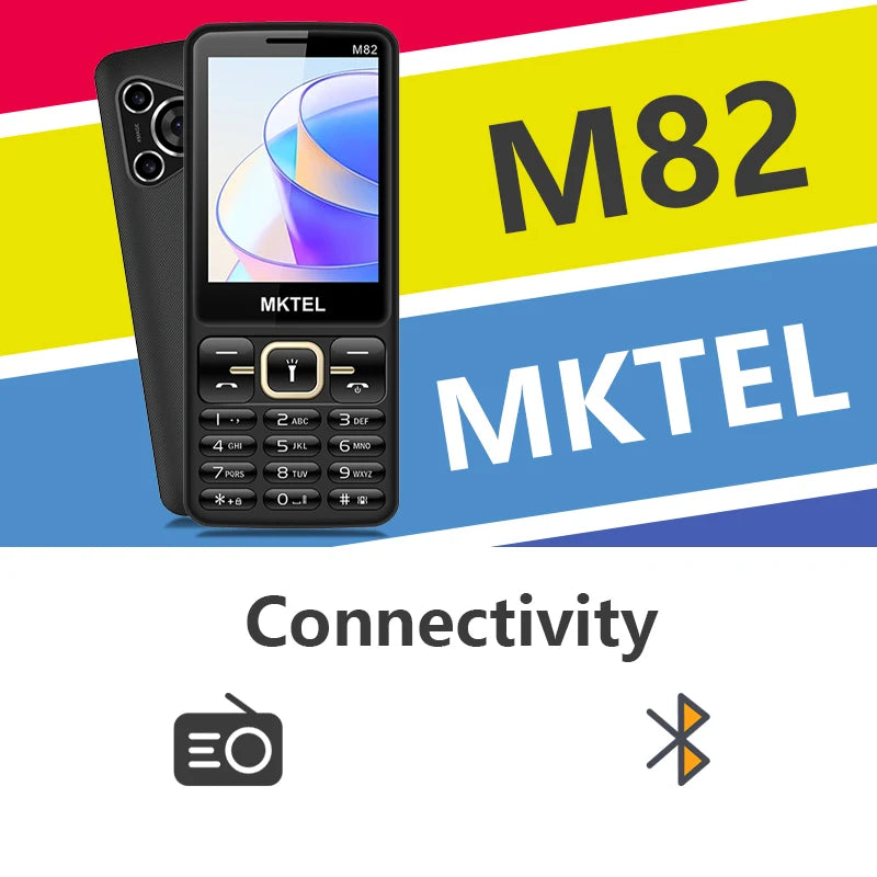 Teléfono con Teclado Grande MKTEL M82, Pantalla de 2.8 Pulgadas, Doble SIM, 1800 mAh, Bluetooth, MP3, Cámara, Mini Teléfono