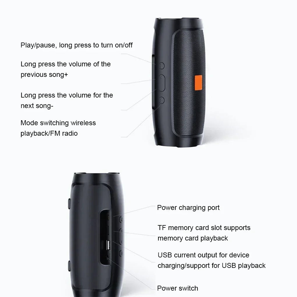 Altavoces Bluetooth J007 con subwoofer, altavoz envolvente estéreo para exteriores, resistente al agua, caja de sonido inalámbrica, compatible con Radio FM, tarjeta TF
