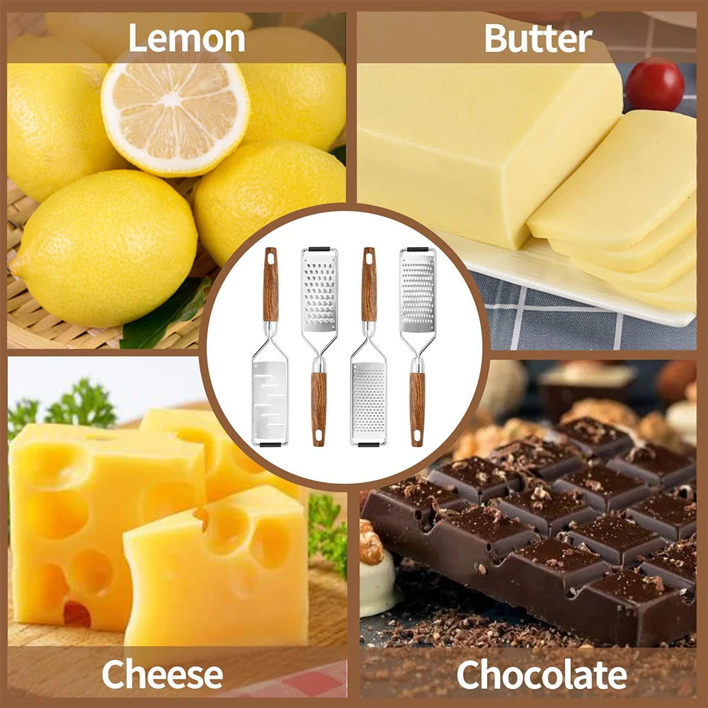LMETJMA rallador de queso con mango de limón de madera Natural rallador Zester de acero inoxidable herramienta Zester de cítricos de cocina para jengibre JT259