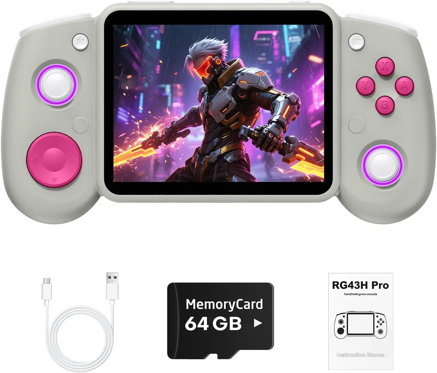 Consola de Juegos Retro Portátil RG43H Pro, Sistema de Juego Dual con Potente Chip RK3562, Pantalla IPS de 4.3 Pulgadas, Consola de Juegos Retro, Más de 30 Emuladores
