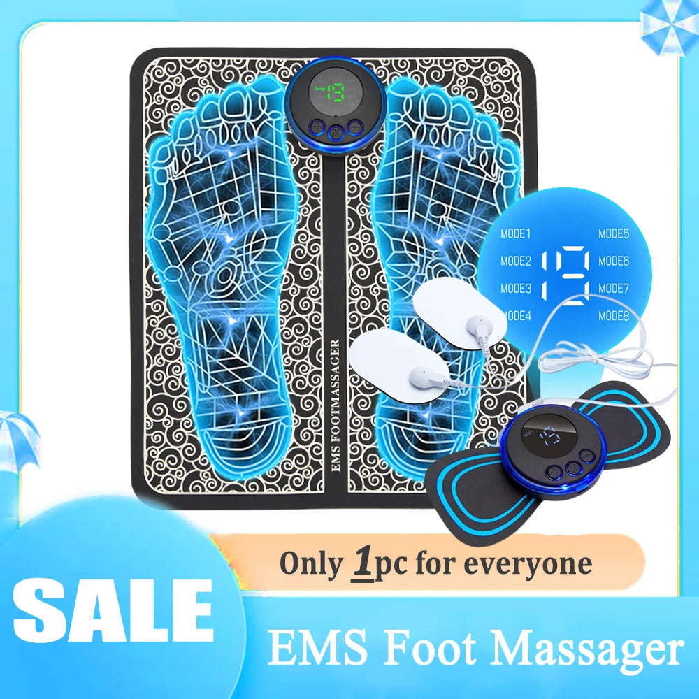 EMS-alfombrilla masajeadora de pies eléctrica TENS, almohadilla masajeadora de pies, estera de masaje plegable, Estimulación muscular, Fisioterapia, Terapia, Fisica Salud
