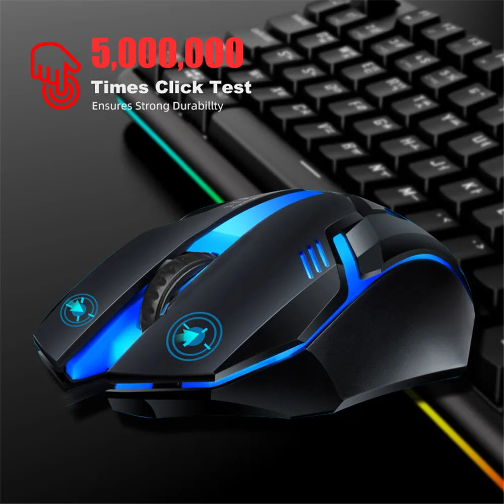Ratón para juegos por cable USB, 5000 DPI, 3 botones, silencioso, retroiluminado, profesional, ergonómico, para ordenador, PC y portátil