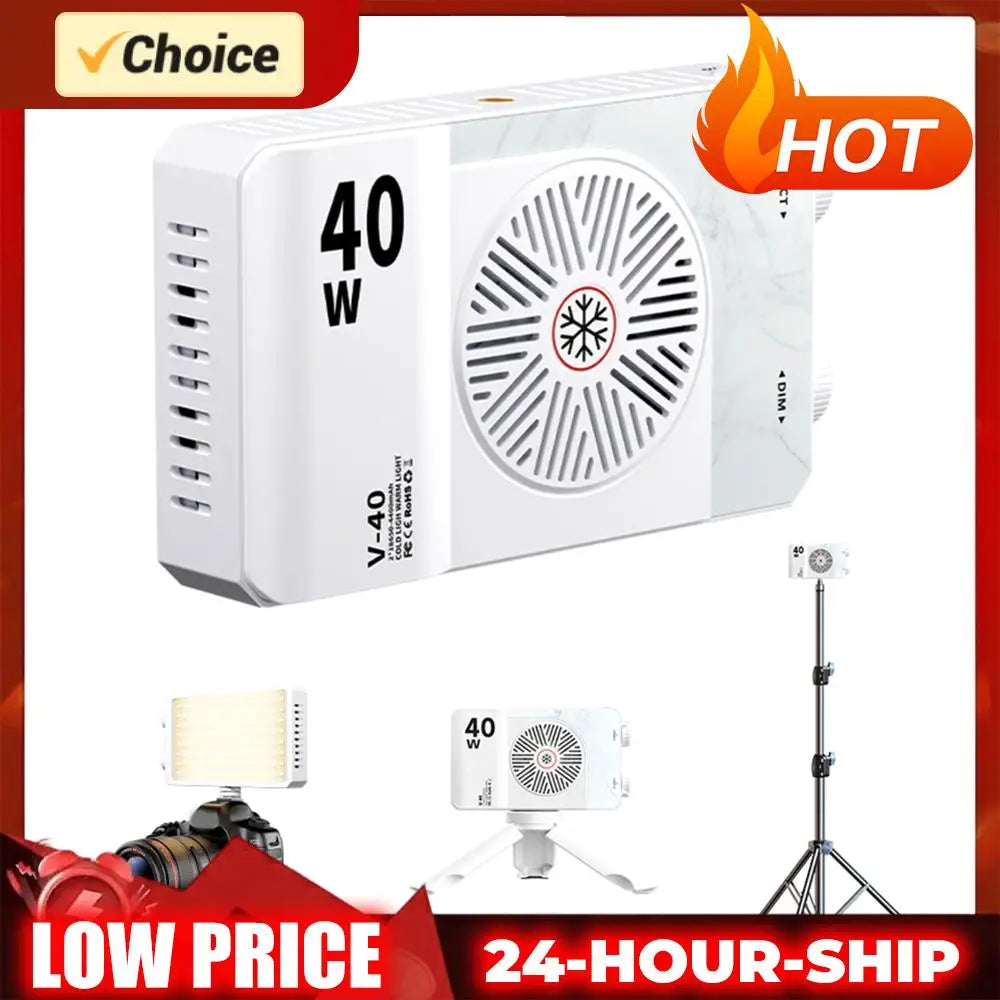 Luz LED para Cámara de 40W, 2800K-9000K, Iluminación para Fotografía, Panel de Luz Portátil Recargable de 4400mAh para Fotografía