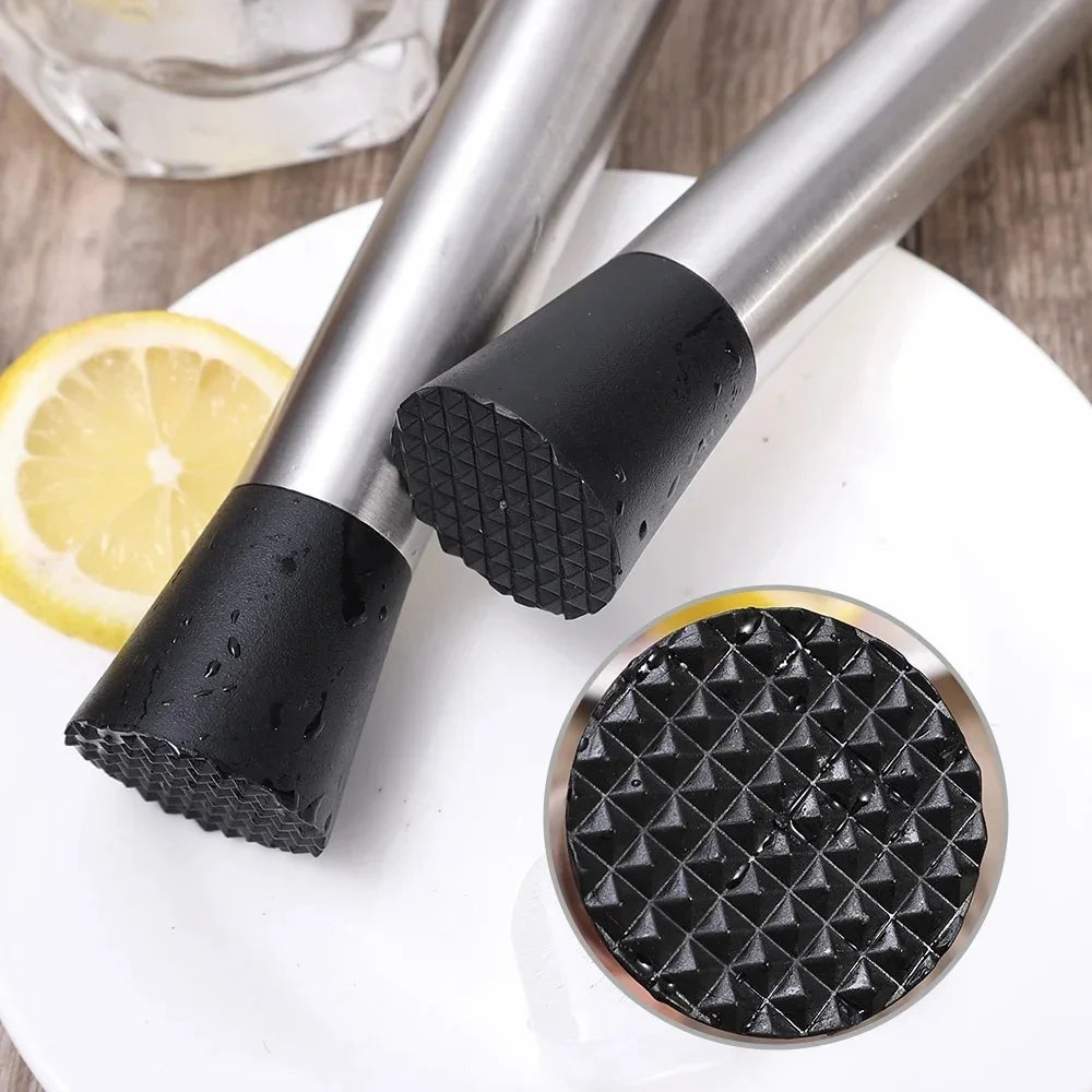 Muddler de Acero Inoxidable de 21/30CM, Herramienta de Barman, Triturador de Limones y Hielo para Mojitos, Bebidas de Frutas, Uso en el Hogar, Cocina y Bar