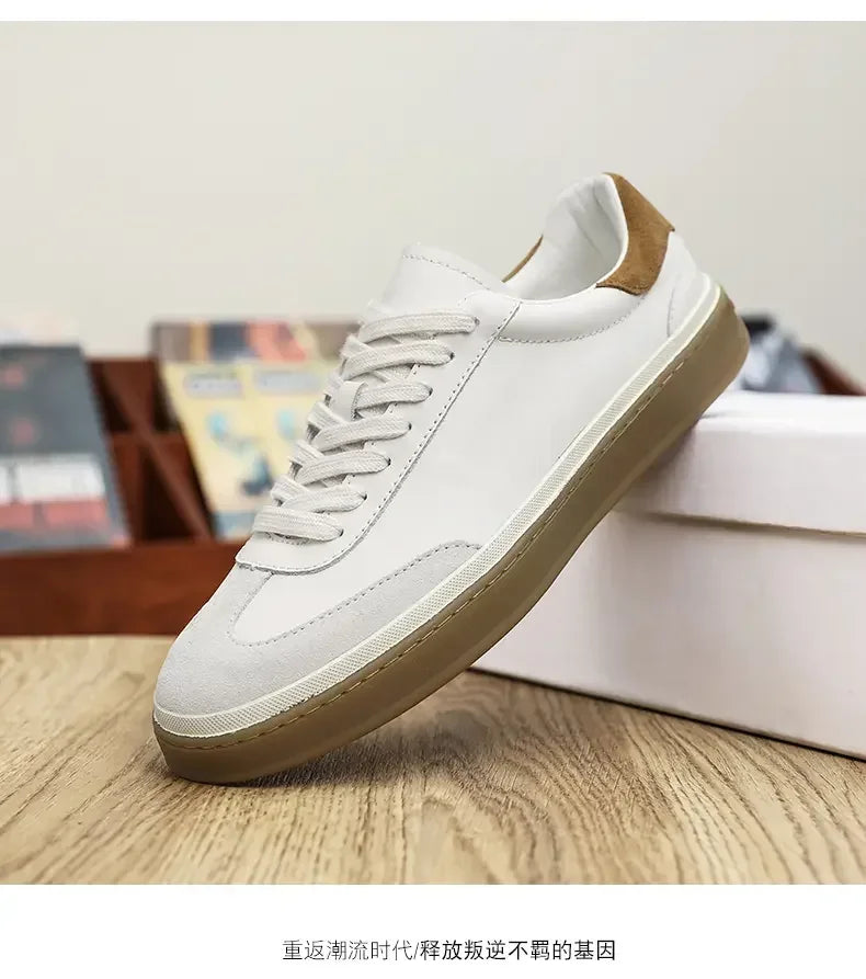 Zapatillas casuales de cuero para hombre, livianas y cómodas para uso diario