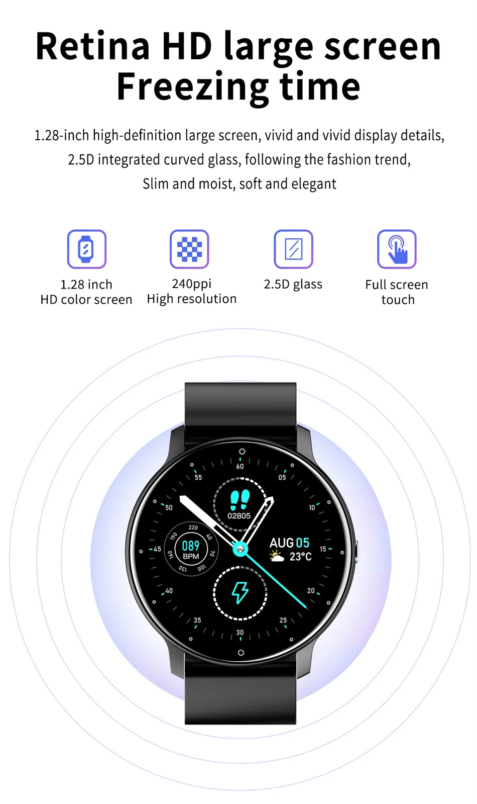 Reloj Inteligente LIGE Pantalla Táctil IP67