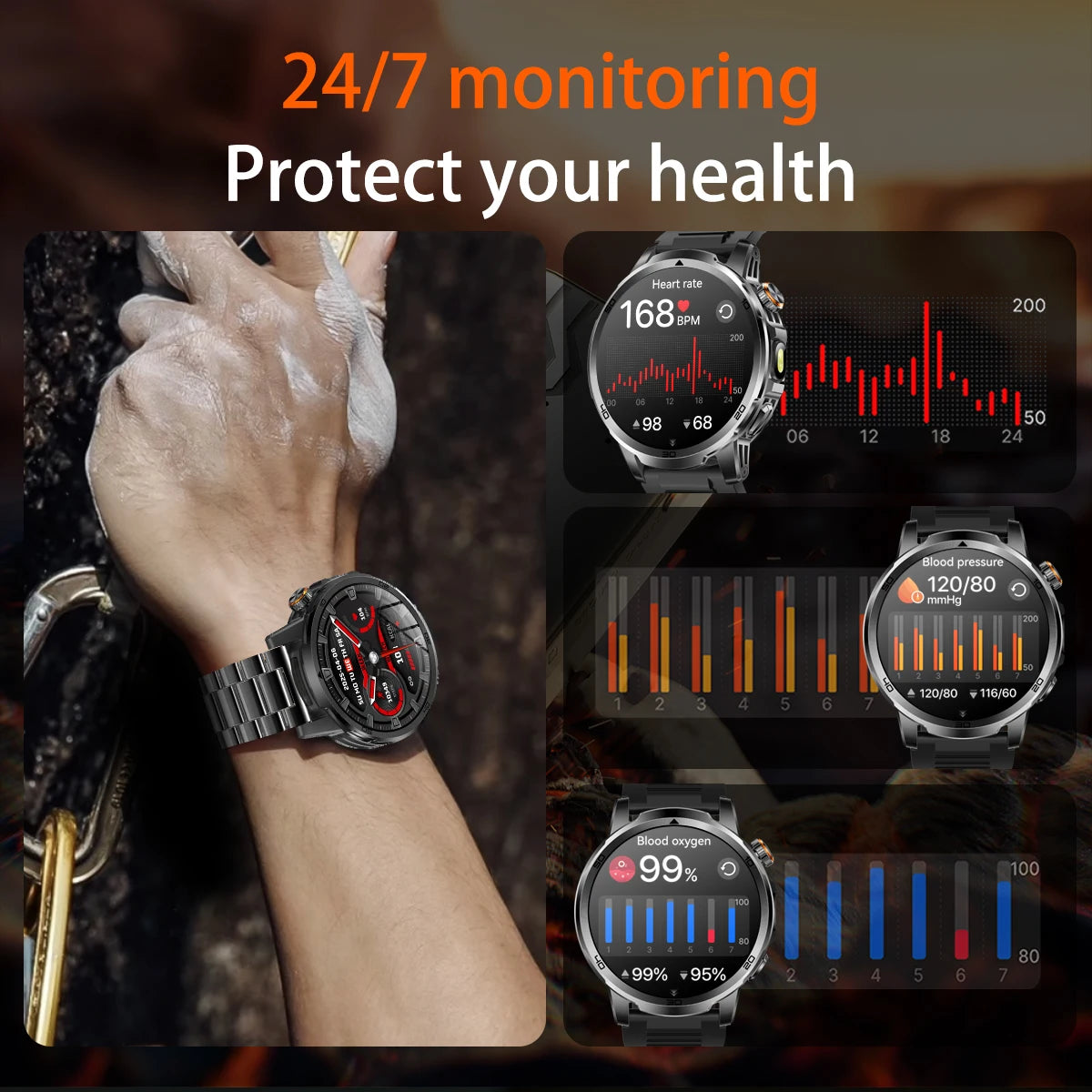 2026 militar t-rex 3 reloj inteligente reloj de Fitness hombres 466*466 pantalla AMOLED 1000mAh batería linterna llamada impermeable Smartwatchs