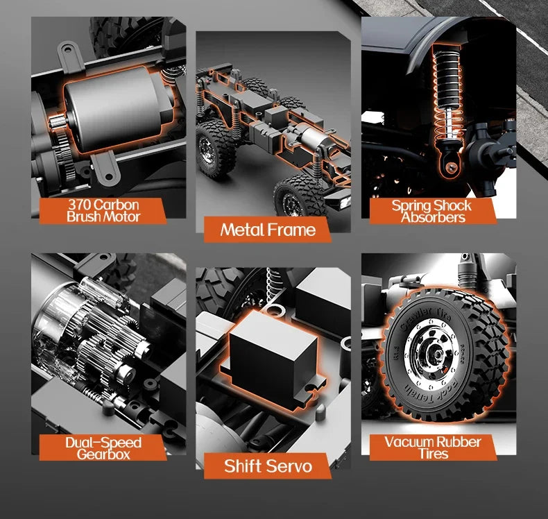 C8823 6WD RC coche 1/18 todoterreno vehículo de Control remoto 2,4G alta velocidad escalada transporte rescate oruga modelo juguetes para niños