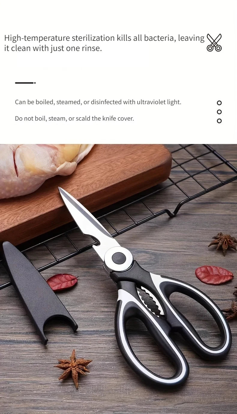 Tijeras de cocina multifuncionales, tijeras para cortar carne y pescado para el hogar, tijeras de acero inoxidable