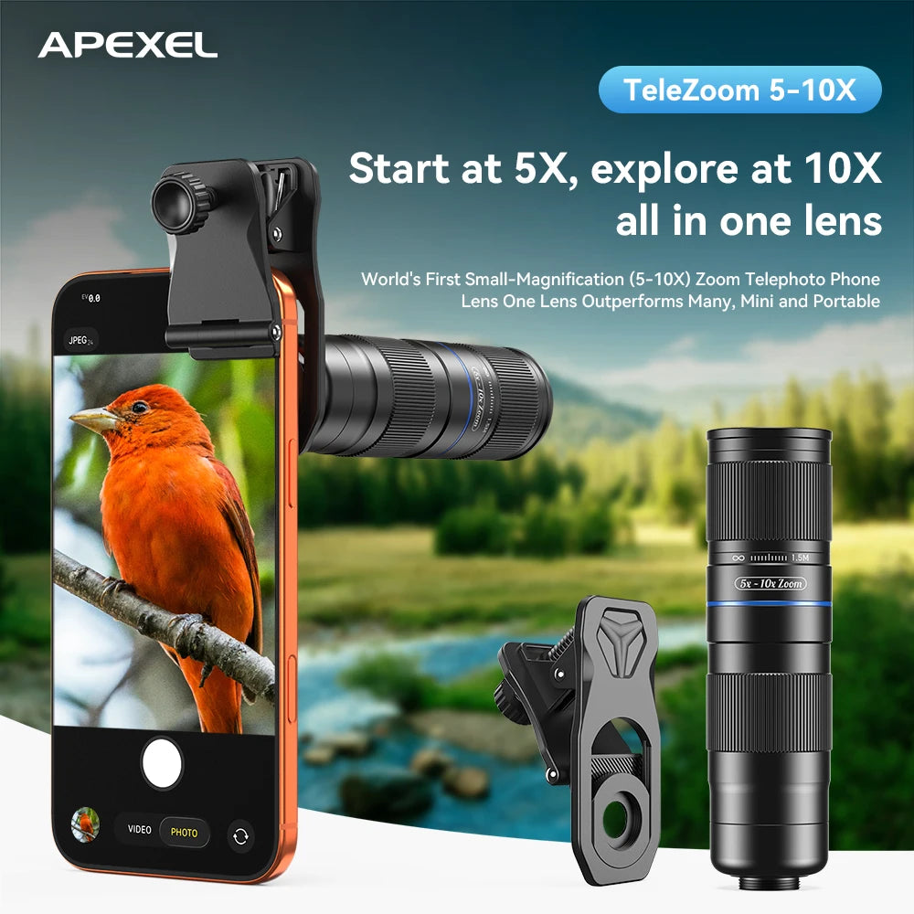 Teleobjetivo Zoom 5x-10x APEXEL para Smartphone