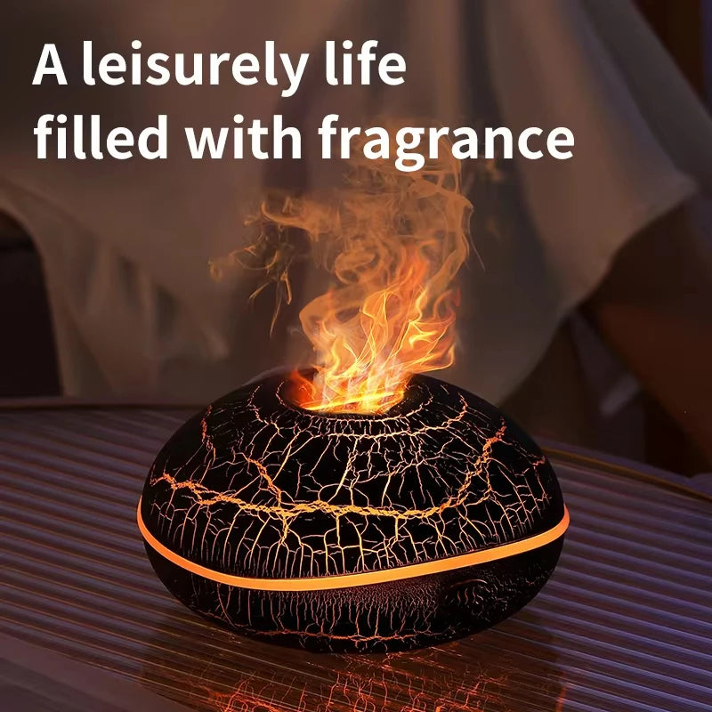 Nuevo humidificador de llama simulada, luz nocturna colorida para el hogar, atomización ultrasónica, puede agregar aceite esencial, pequeña máquina de aromaterapia