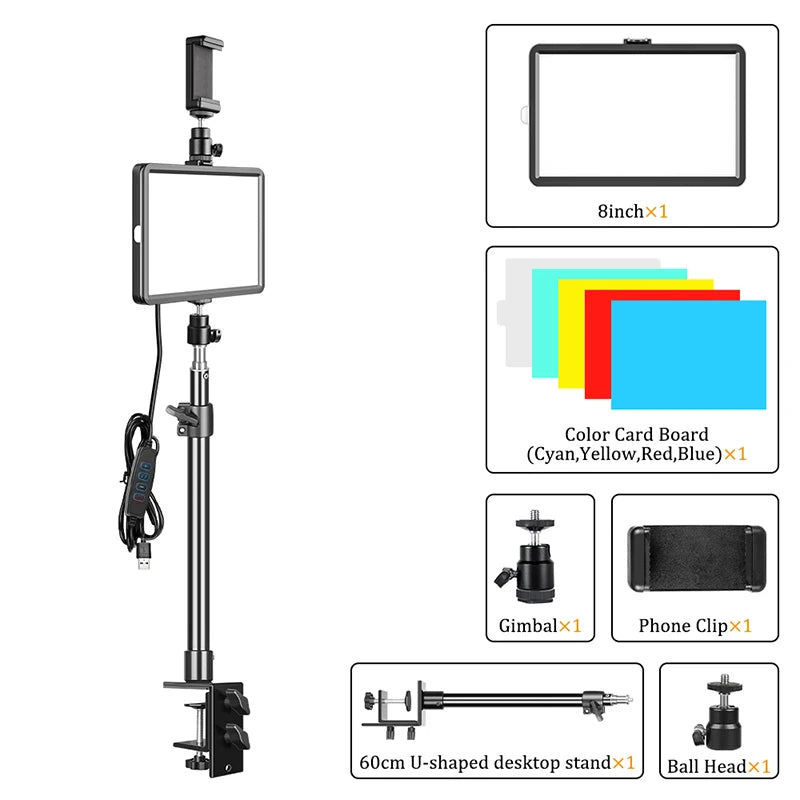 Luz LED Regulable para Video y Fotografía con Trípode 6/8"