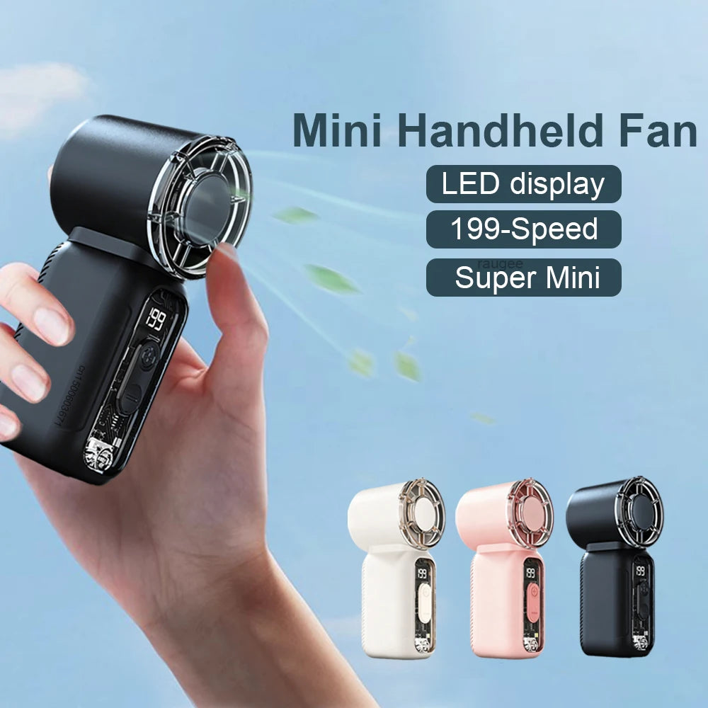 Mini Ventilador de Bolsillo USB con Pantalla LED
