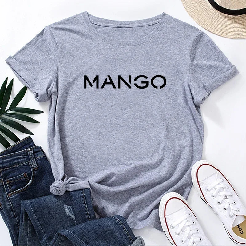 Camiseta de Algodón de Manga Corta para Mujer
