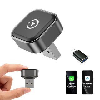 Adaptador Inalámbrico CarPlay y Android Auto Plug & Play Compacto, USB-A/USB-C