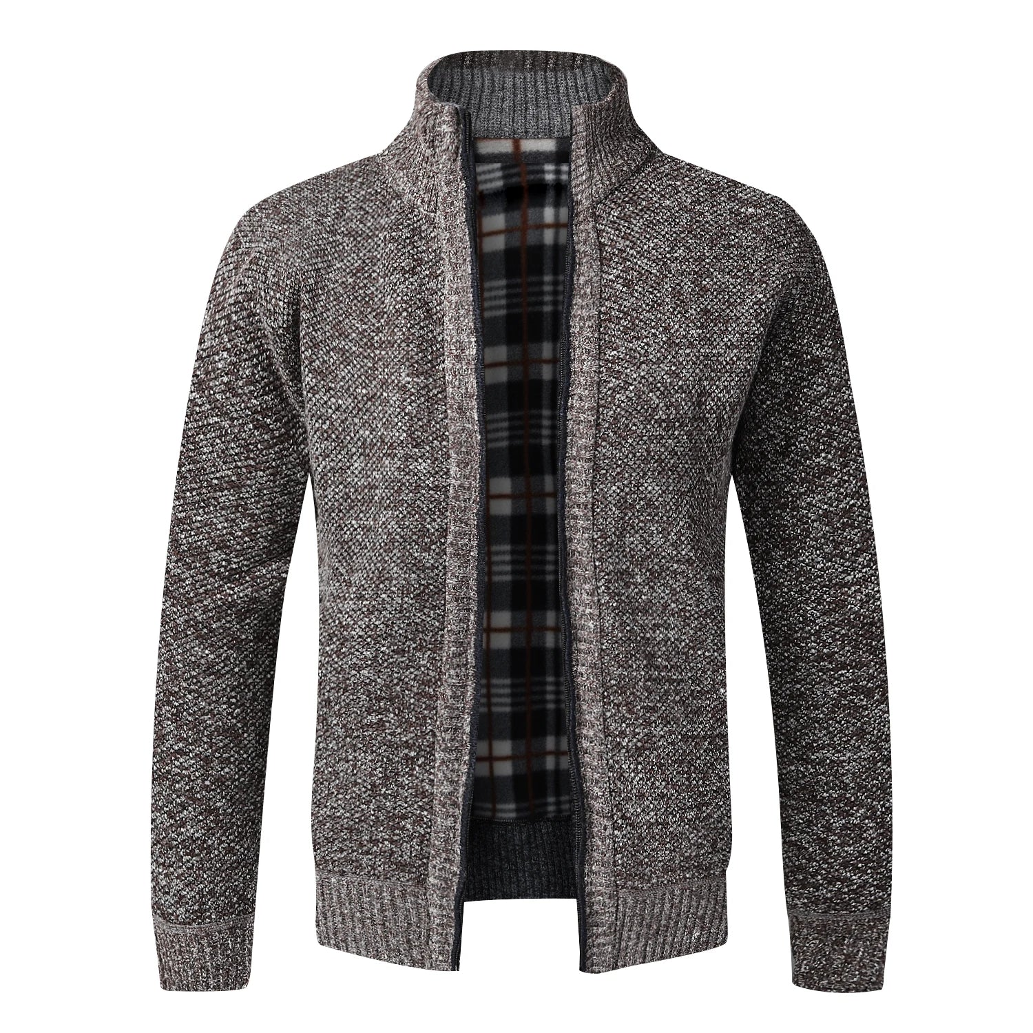Otoño Invierno cálido cárdigan hombres suéteres de lana chaquetas con cremallera completa Slim Fit marca de lujo suéter tejido abrigo Jersey americano