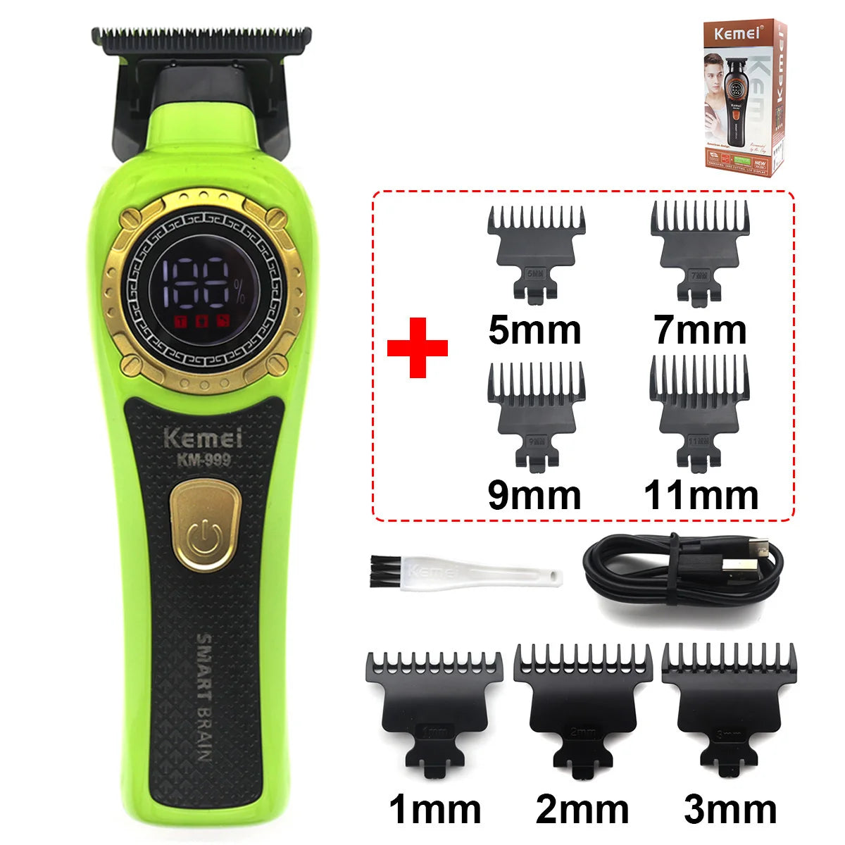 Máquina de Cortar Cabello Eléctrica KM999 con Pantalla Digital, Cortadora Inalámbrica