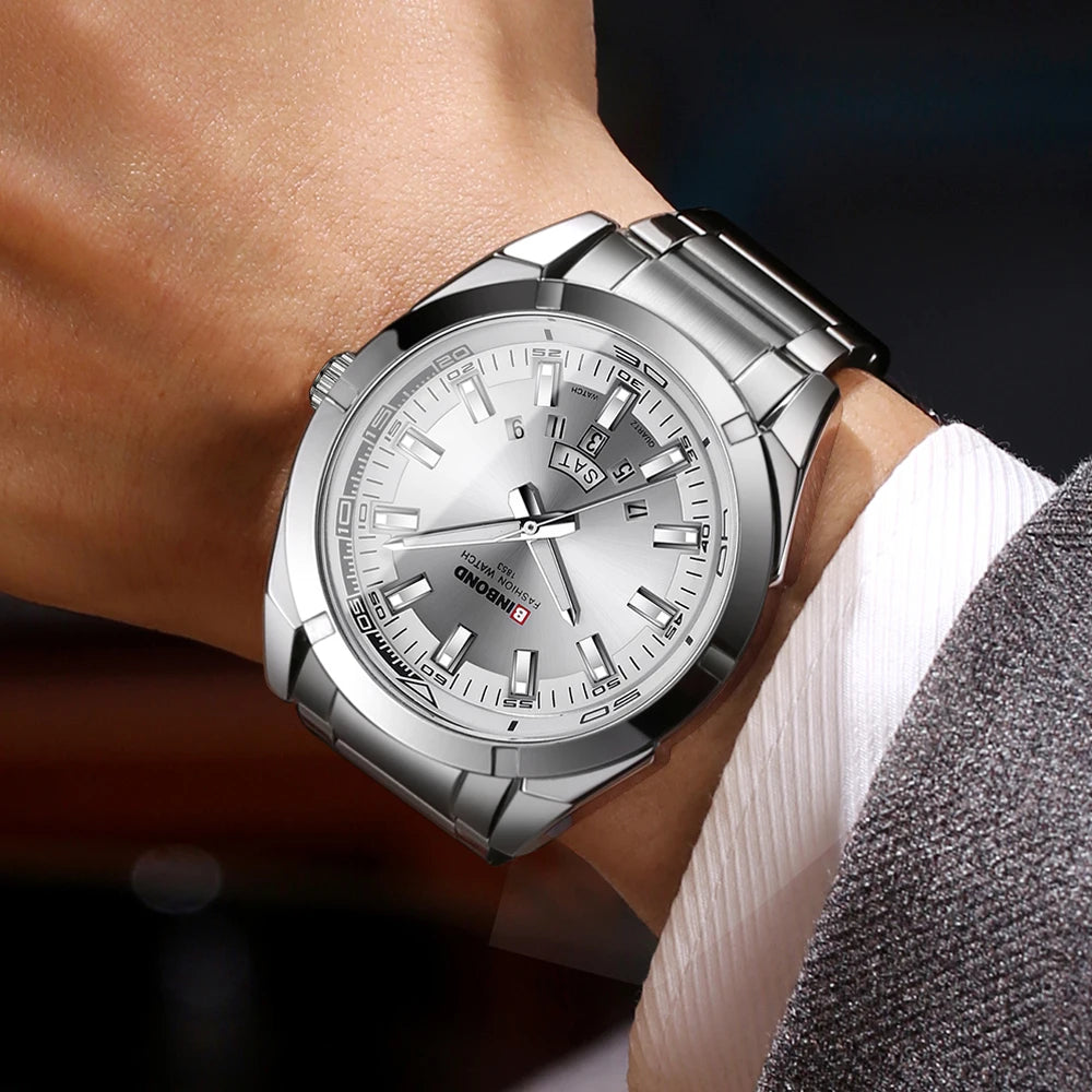 Reloj de Cuarzo BINBOND para Hombre Elegante Resistente al Agua