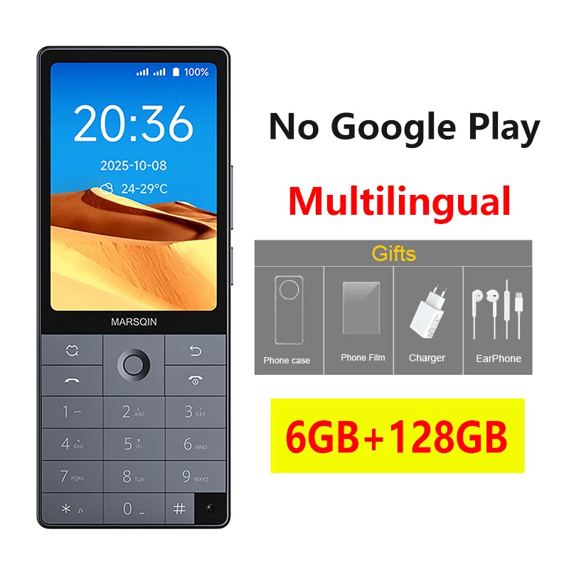 Nuevo teléfono inteligente Qin F25, Google Play, Android 14, tarjetas SIM duales, 6GB + 128GB, 2700mAh, WIFI Bluetooth, pantalla táctil de 3,54 pulgadas, MTK8786