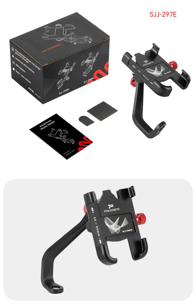 Soporte de Teléfono para Bicicleta y Moto, Aluminio, Ajustable