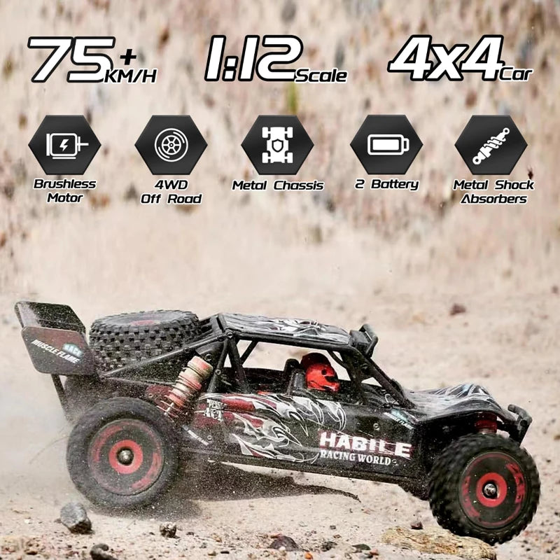 75 KM/H WLtoys 124016 V8 RC coche sin escobillas 4WD eléctrico de alta velocidad todoterreno Control remoto Drift Rc coches para adultos Juguetes
