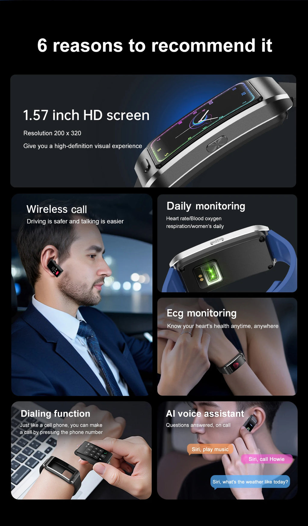 Reloj inteligente LIGE 2 en 1 TWS auriculares 1,57 "hombres mujeres GPS deportes Fitness ECG relojes de ritmo cardíaco Bluetooth llamada música Smartwatch