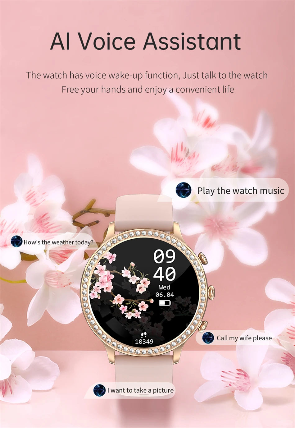 Reloj Inteligente para Mujer con Monitor Cardíaco Bluetooth