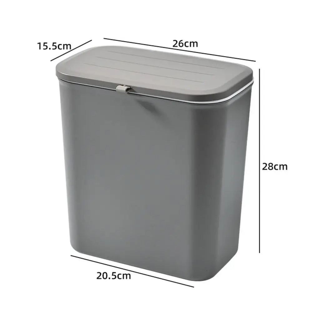 Cubo de basura colgante de 10 L con tapa para cocina y baño