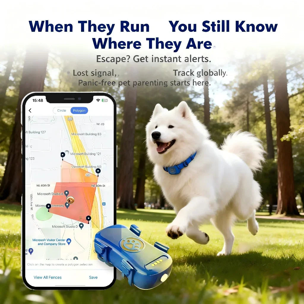 Rastreador GPS para Mascotas (Perros y Gatos) con IoT Integrado, SIM, WiFi, Seguimiento Ilimitado, Código QR, Localizador Antipérdida, Requiere Suscripción