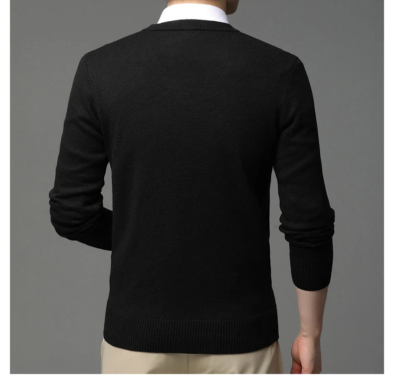 Suéter de Punto con Cuello en V para Hombre – Otoño Invierno