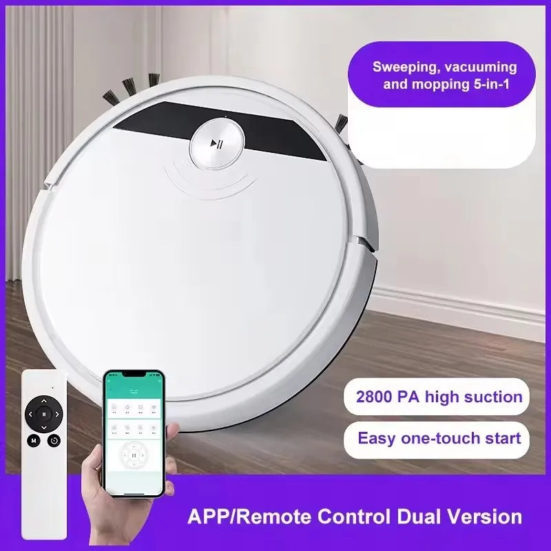 Robot Aspirador 3 en 1, 2800Pa, Control Remoto y App, Barrido Húmedo y Seco