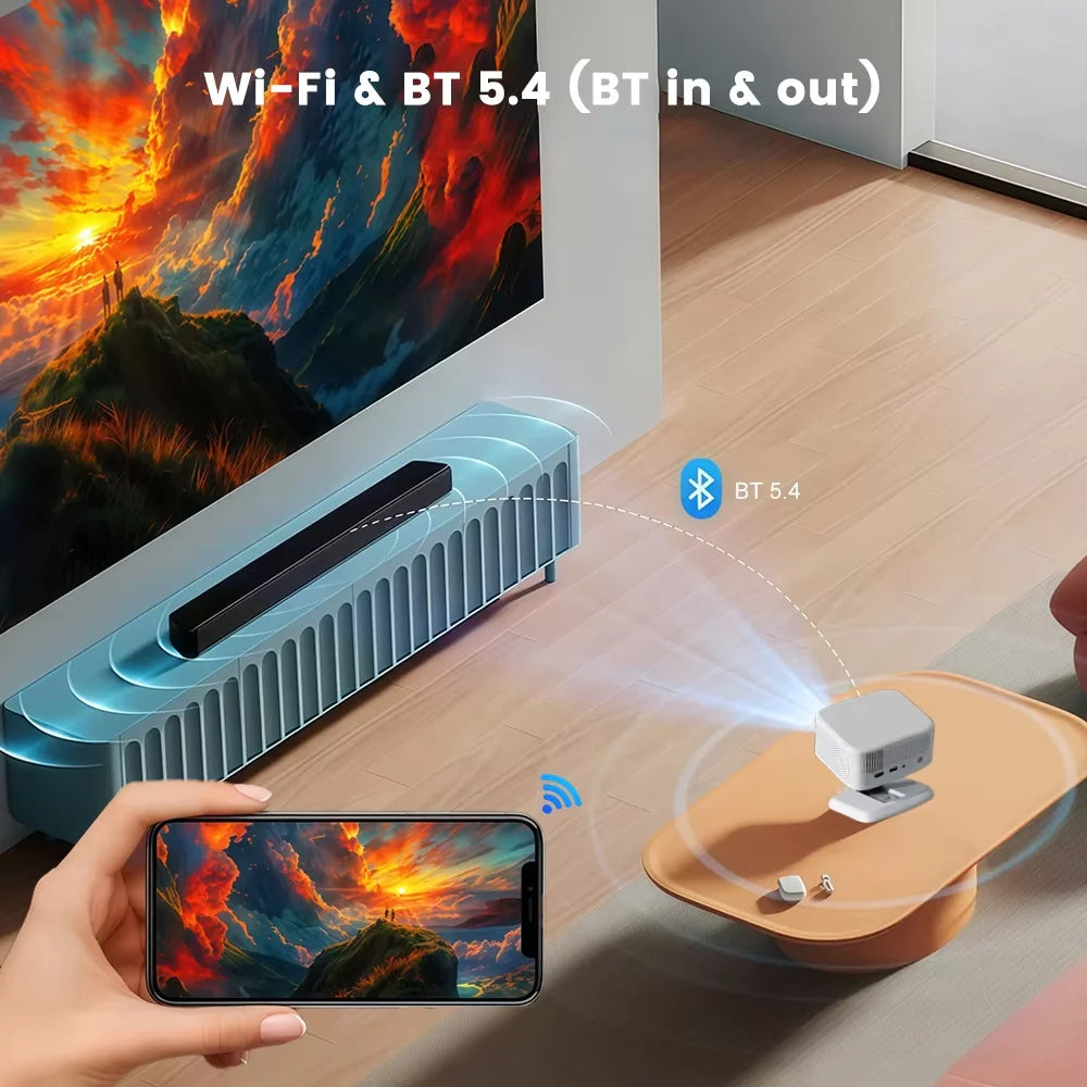 Proyector de Gafas 3D Everycom R16 Mini+Two Rojo y Azul, Versión Android, 14000 Lúmenes, Cine en Casa