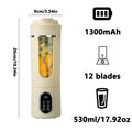 Exprimidor Portátil USB 530ml con 12 Cuchillas Picador de Hielo