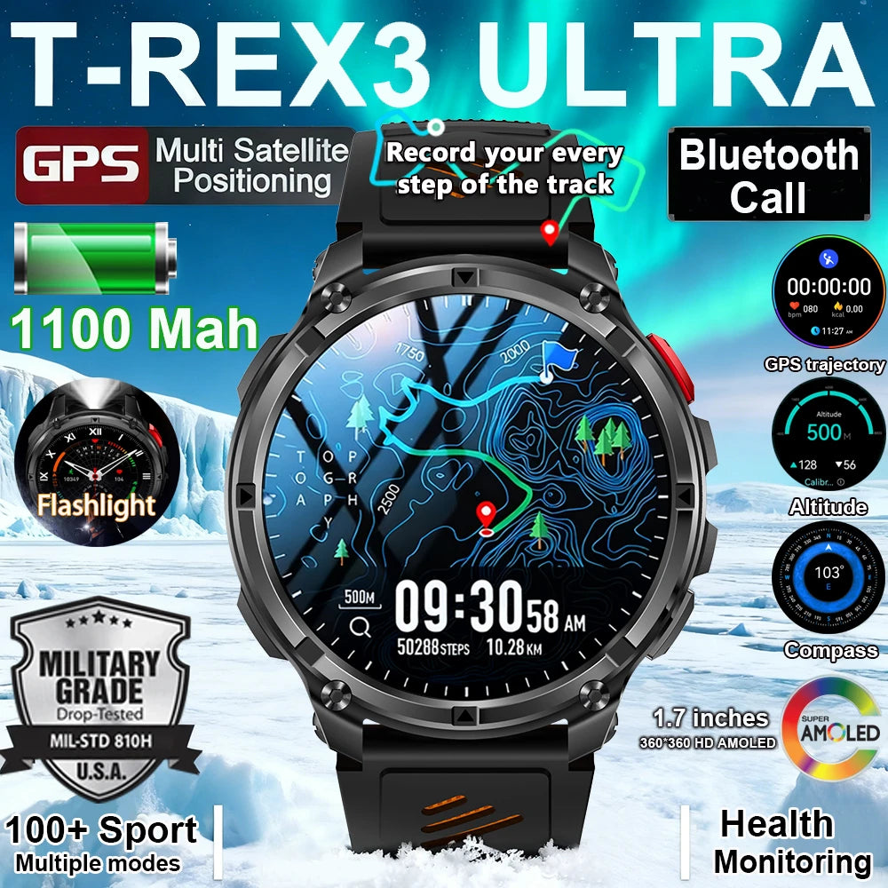 Reloj Inteligente AMOLED 1100mAh con Linterna LED, IP69 y Llamadas Bluetooth
