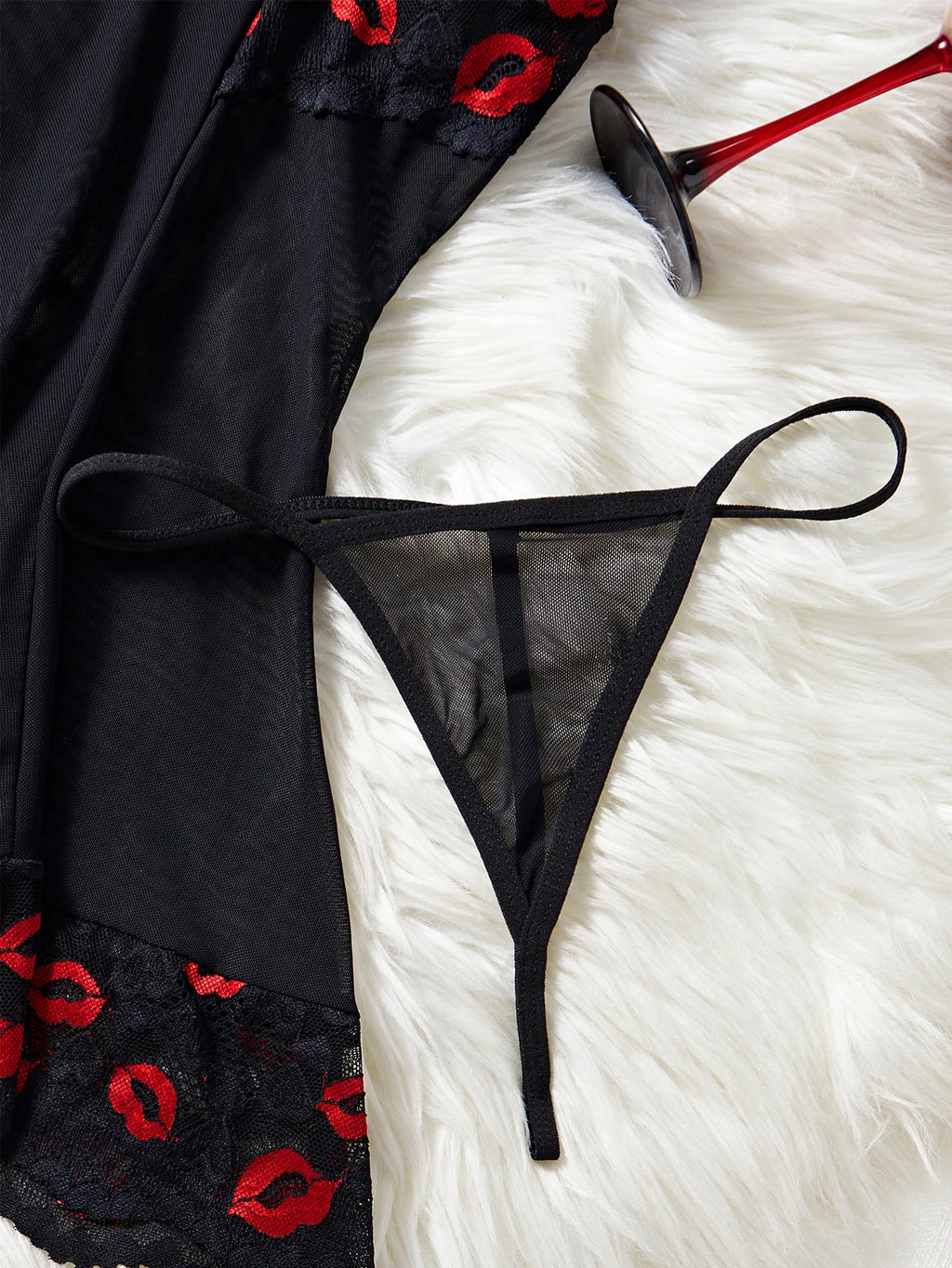 Vestido Babydoll de Encaje con Tanga, Lencería para Mujer