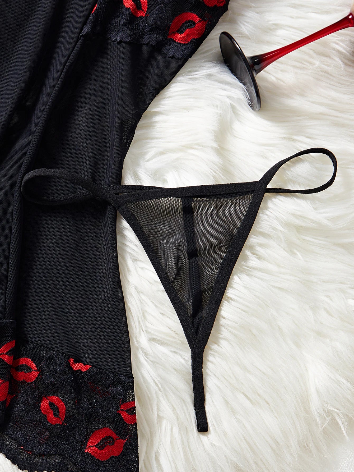 Vestido Babydoll de Encaje con Tanga, Lencería para Mujer