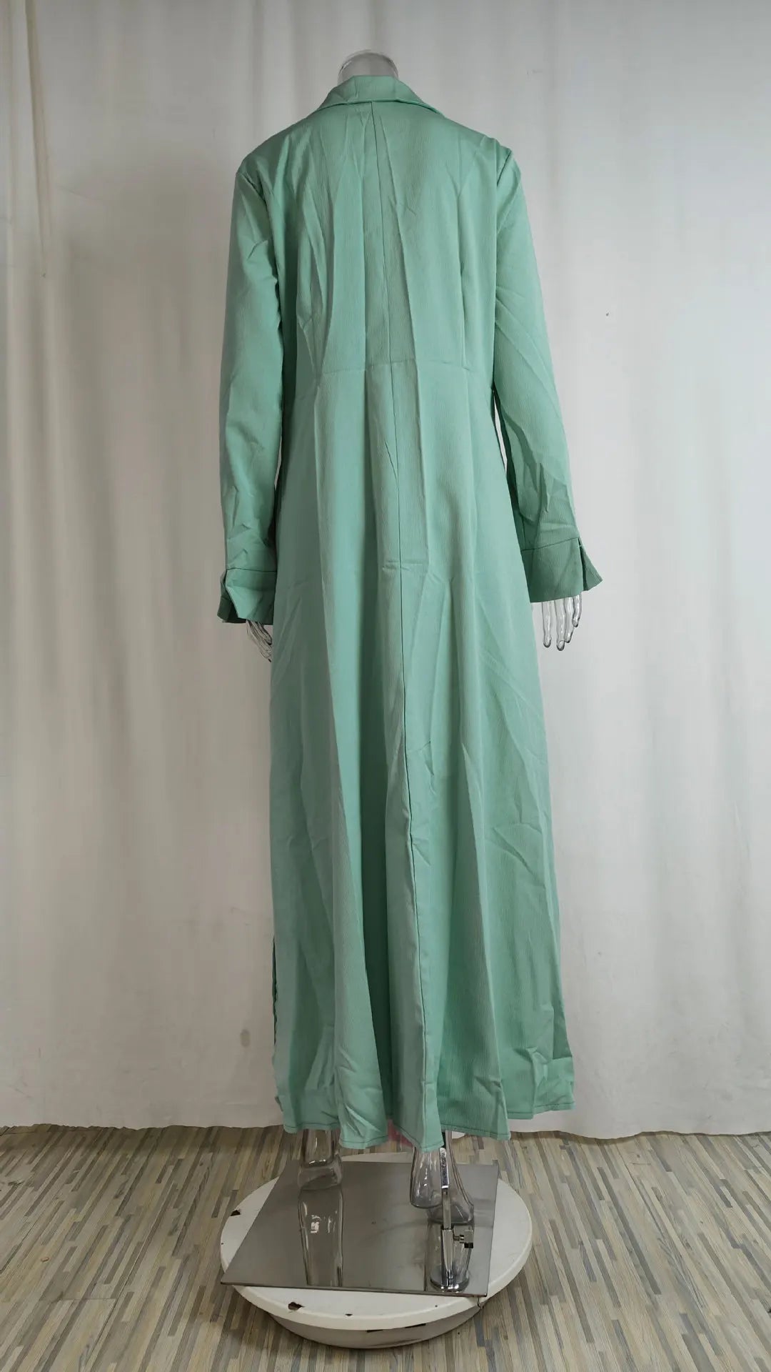 Primavera Verano mujer vestido de talla grande blanco Casual cuello pico solapa camisa de manga larga Maxi vestidos mujer bolsillo fiesta vestido largo
