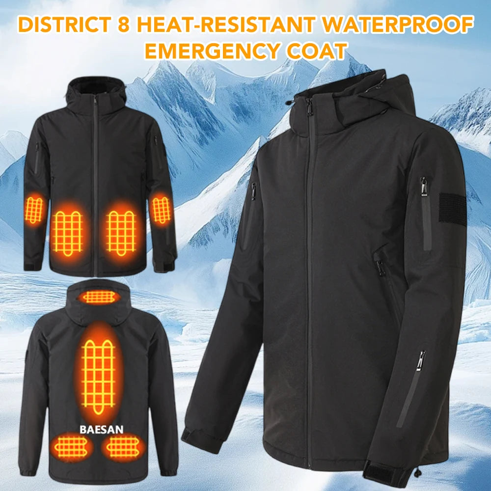 Chaqueta Calefactora de Grafeno con Capucha USB — 8 Zonas de Calor