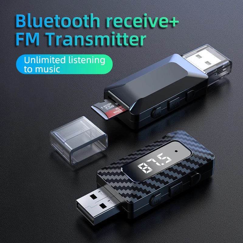 Receptor Bluetooth para Auto con Lector TF y Manos Libres