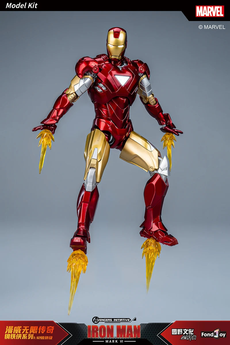 Figura de Anime de Iron Man MK5 de Marvel, Kit de Modelo a Escala 1/12, Serie Infinity Saga, Ironman Mark 5, Ensamblaje ABS, Articulaciones Móviles, Regalos y Juguetes