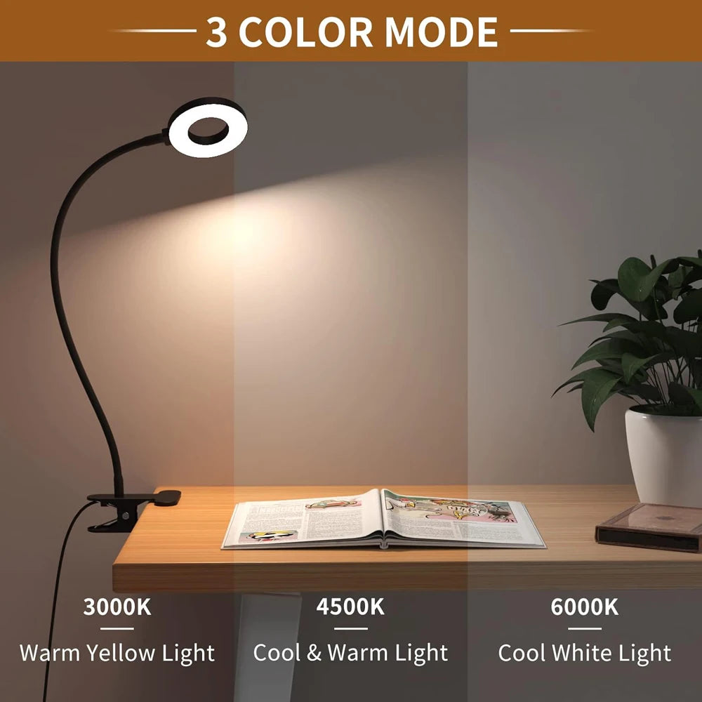 Lámpara de Escritorio con Clip LED USB para Lectura