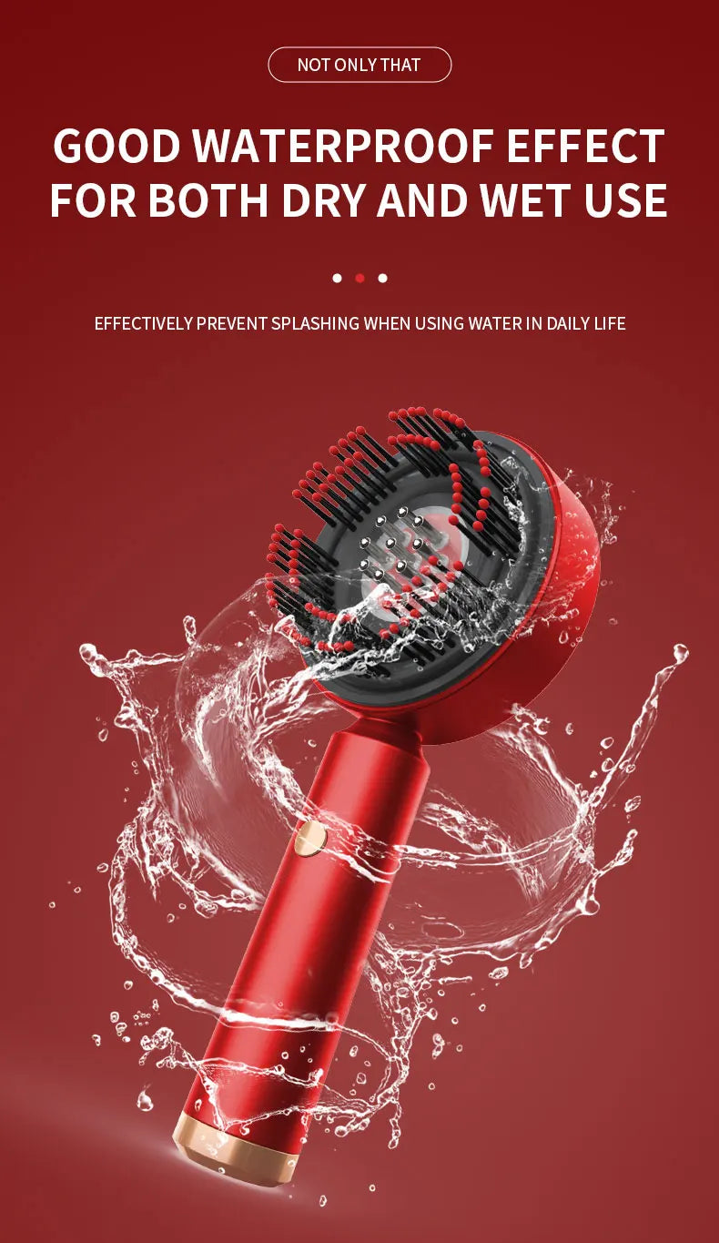 Peine de masaje con vibración eléctrica, terapia de luz roja, masaje para el crecimiento del cabello, cepillo para el cuero cabelludo, aplicador de aceite líquido anticaída, cuidado del cabello