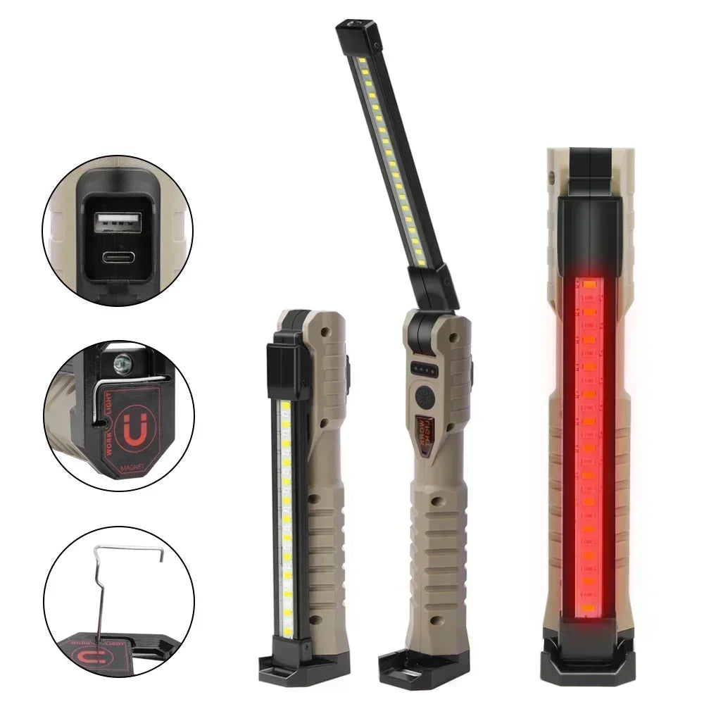 Lámpara de Trabajo Plegable USB Magnética para Camping