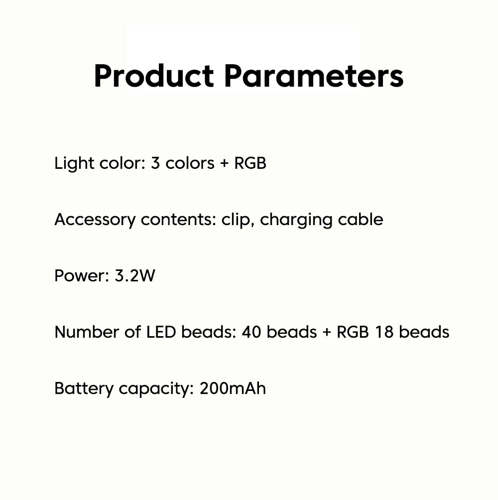 Mini Lámpara LED Portátil con Clip para Selfies, Recargable, 3 Modos, Brillo Ajustable, Apta para Teléfonos Móviles y Computadoras