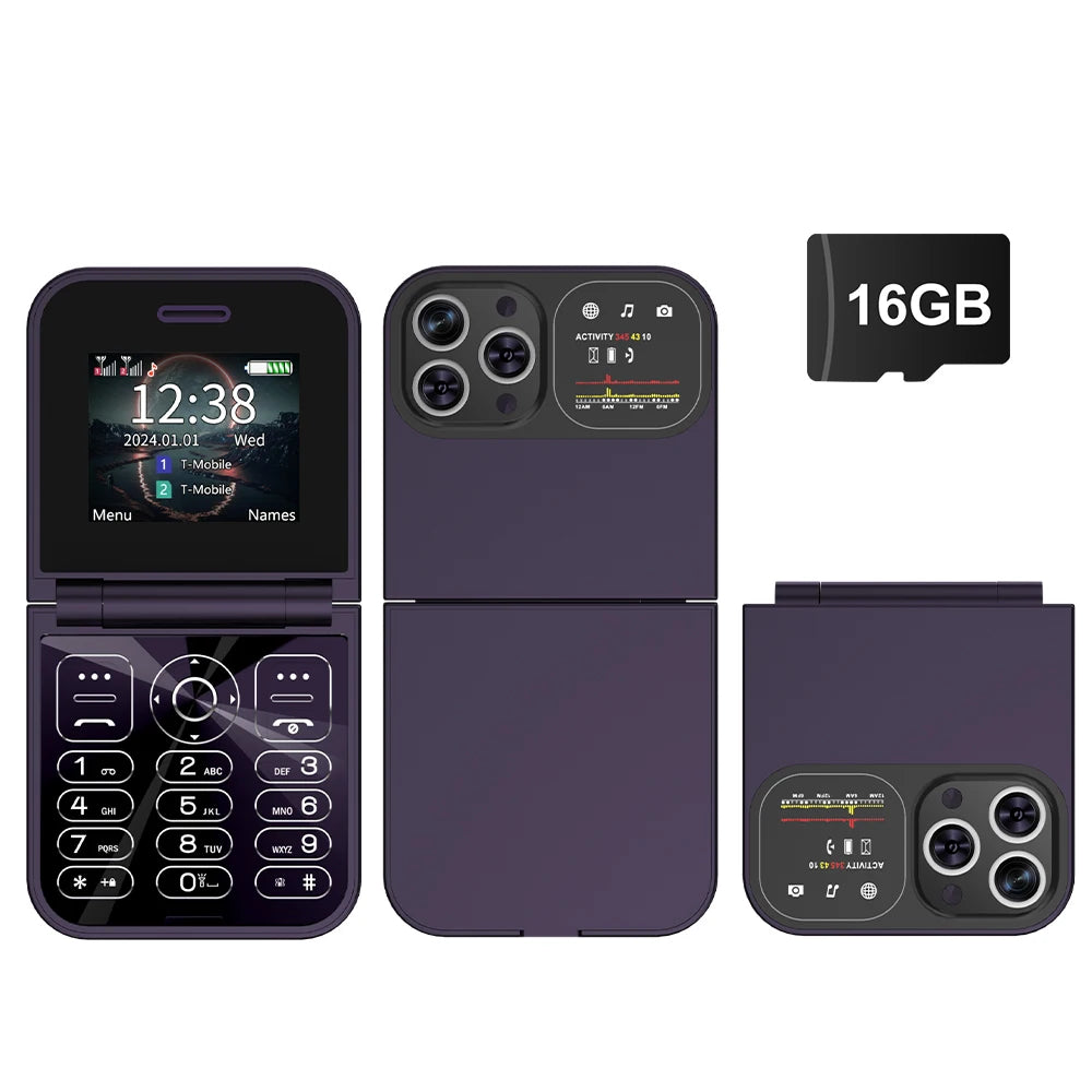 SERVO F15 Mini teléfono móvil pequeño con tapa 2 SIM en espera velocidad Dial linterna de voz mágica grabación de llamadas 2G GSM lindo teléfono móvil plegable