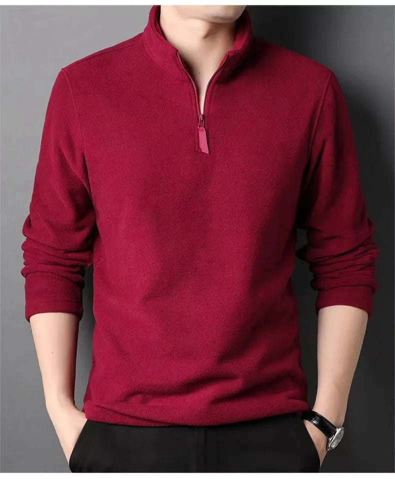 Buzo de Cuello Alto Antipilling para Hombre | Ajustado, Color Sólido