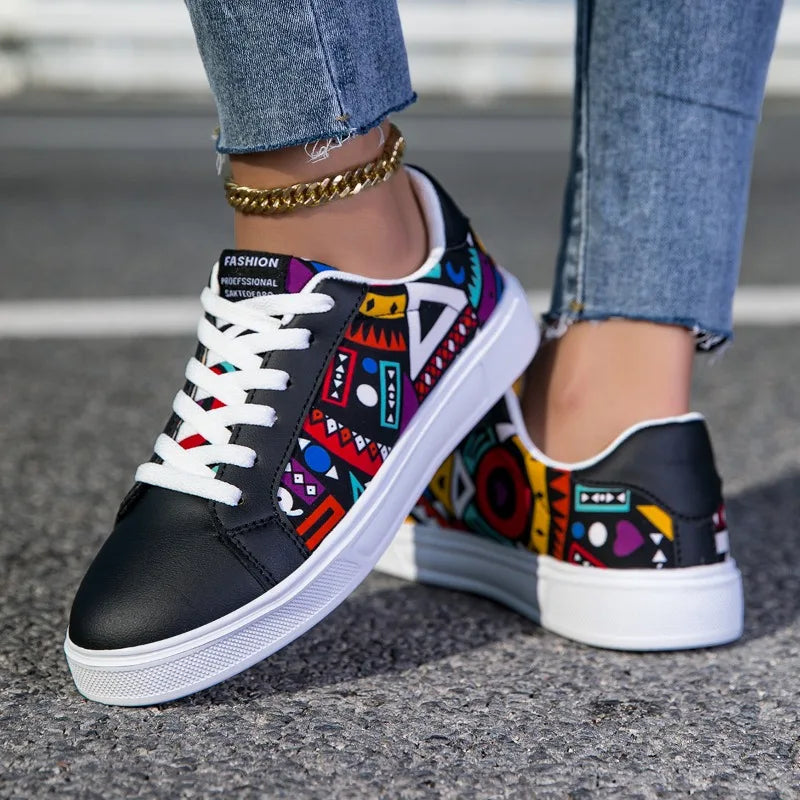 YRZL Zapatillas de deporte informales ligeras para mujeres y hombres, par de zapatos antideslizantes para caminar, zapatos impermeables, zapatos deportivos con estampado de grafiti a la moda para hombres