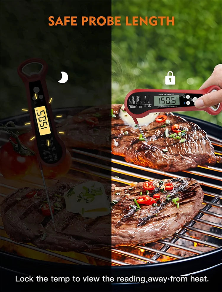 LMETJMA Termómetro digital para carne Termómetro para carne de lectura instantánea Digital con sonda Termómetro para alimentos para cocinar a la parrilla JT-124